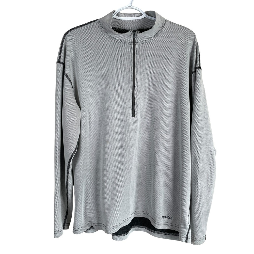 Marmot 1/2 Zip Pullover Mens XL Gray Stretch Polyester‎ Outdoor Hiking read
